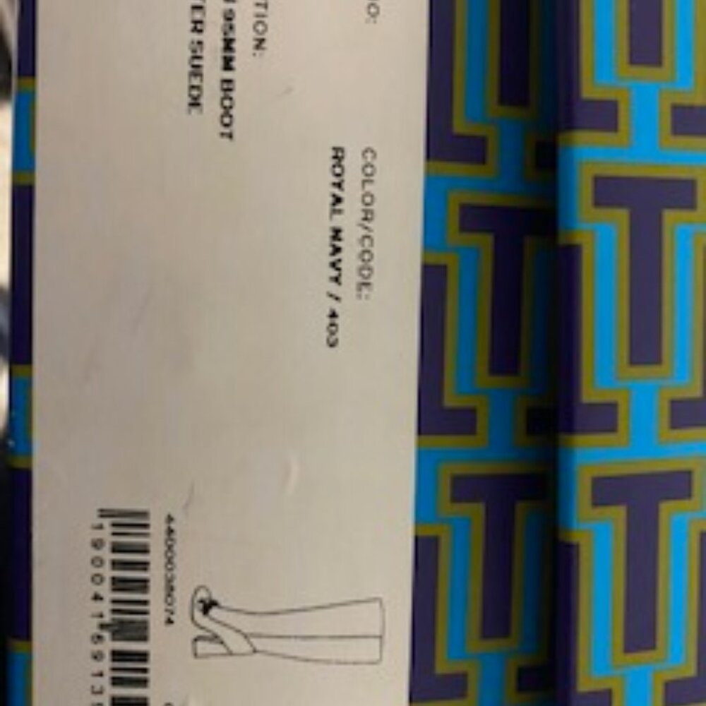 Tory Burch Addison 95 MM Boots Addison Suede Royal Navy Blue Size 10.5 Boot - Picture 5 of 6